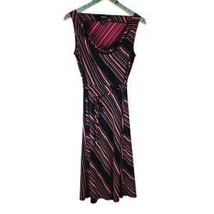 Vtg 90s, Y2K, Express Pink Black Slant Stripe Cowl Neck Shift Dress, 5/6, NWOT